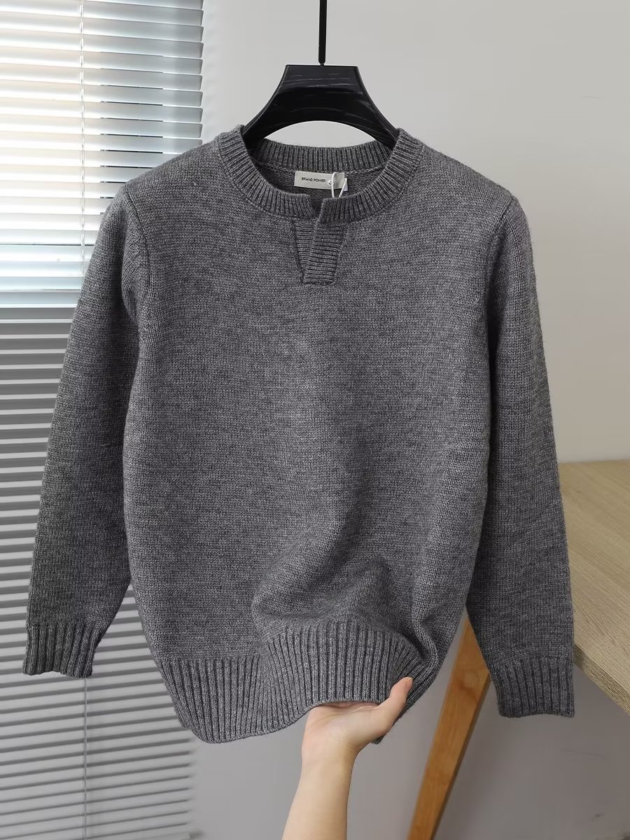 Men's Round Neck Sweater Casual Versatile Knit Pullover British_voghion.com