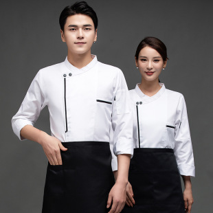 Dining hotel chef work clothes men's and women's long-sleeved restaurant restaurant canteen baking kitchen clothes autumn and winter clothes