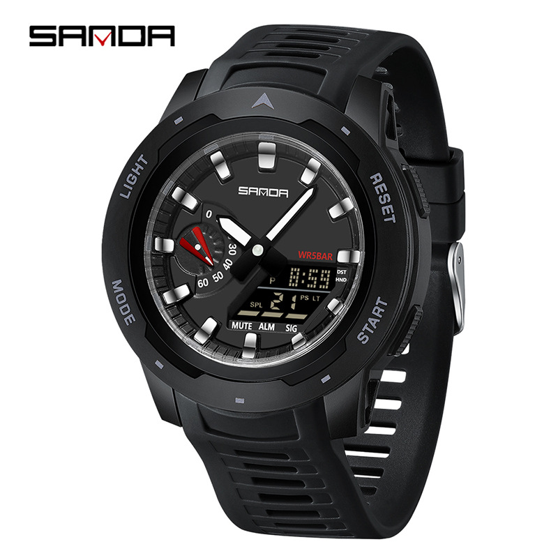 SANDA SANDA 3360 reloj de estudiantes moda multifuncional reloj deportivo al aire libre impermeable reloj electrónico de luz nocturna