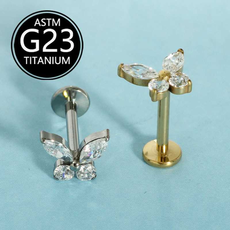 16G labret stud size and finish detail