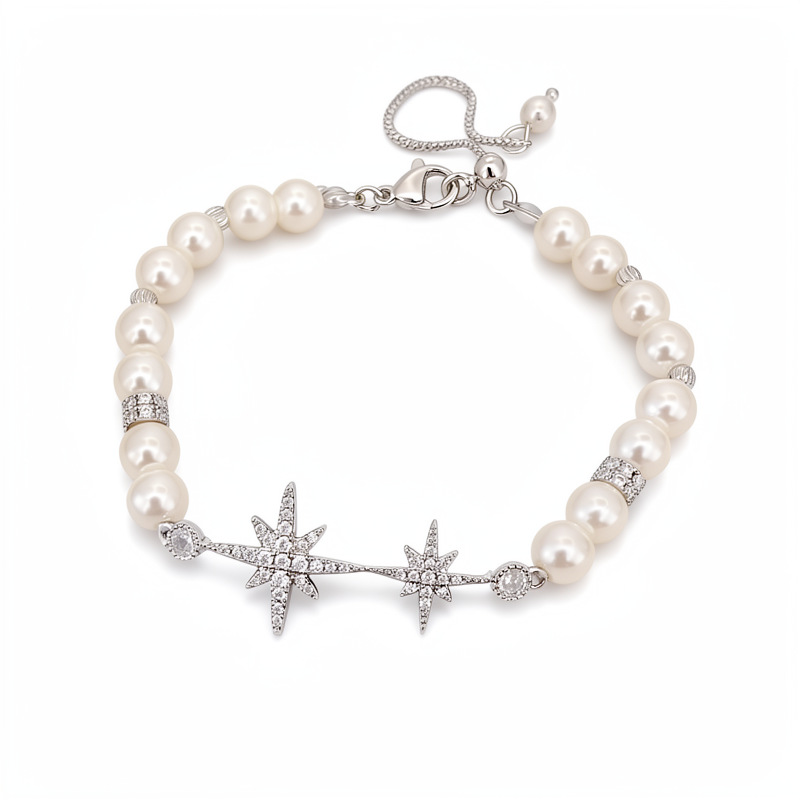 18 quilates de oro real chapado con cuentas zircon pulsera de perlas de manga ligera pulsera de nicho de lujo alta sensación de viento amplio image 6