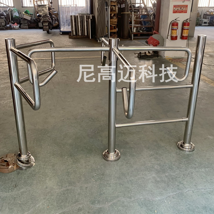 东莞景点超市旋转出入口闸门 尼高迈不锈钢栅栏十字旋转门厂家图