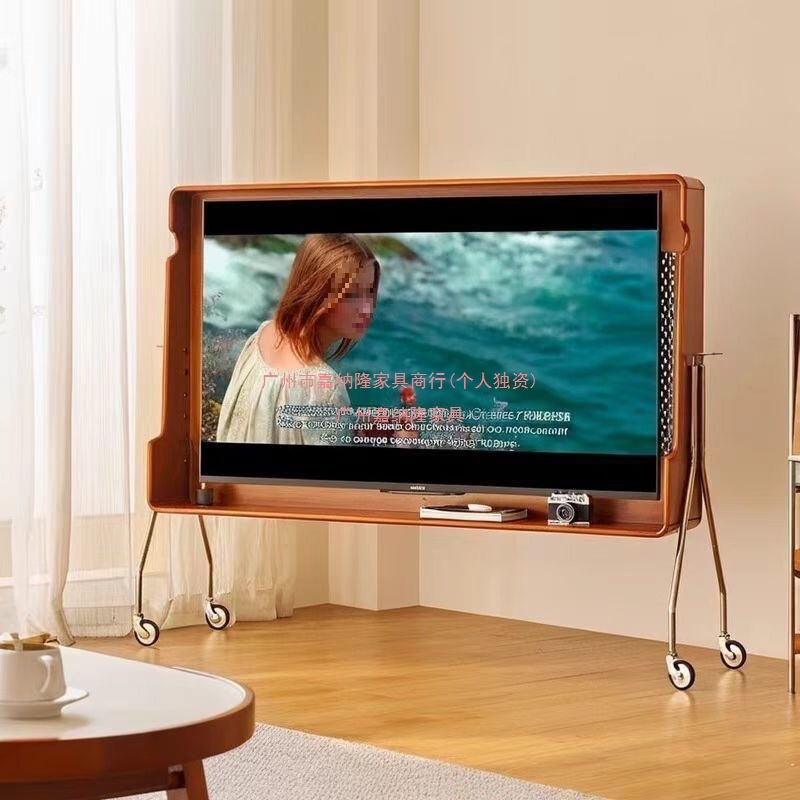 モバイルテレビスタンドレトロ小型寝室ホームインターネット有名人のリビングルームテレビキャビネット床置き無垢材アンティークスタイル|undefined