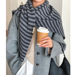 出口秋冬新款韩版凹造型羊毛 wool 加大披肩保暖针织三角巾围巾女