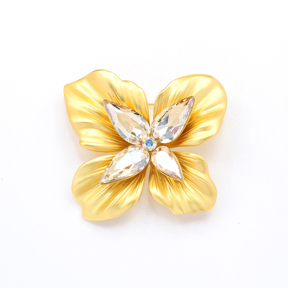 Lady Flower Copper Plating Inlay Artificial Crystal Women's Brooches display picture 2