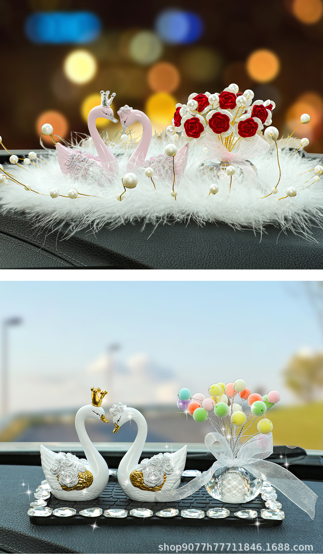 Car Ornaments, Cute Feathered White Swan, High-End Car Interior Decoration for Ladies, Car Perfume, Internet Celebrity Goddess Style