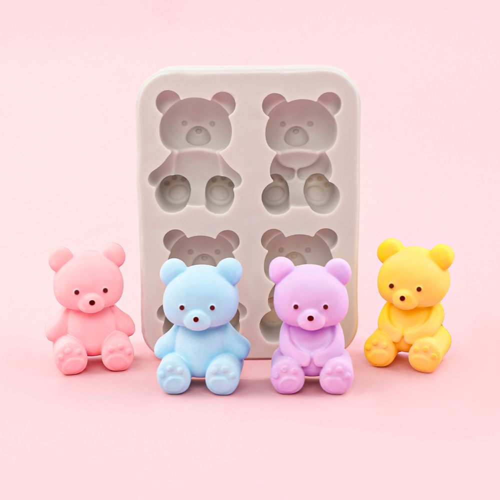 Molde de silicona de goma de caramelo lindo oso DIY yeso difusor de incienso adornos de pastel de chocolate jabón hecho a mano Molde de silicona