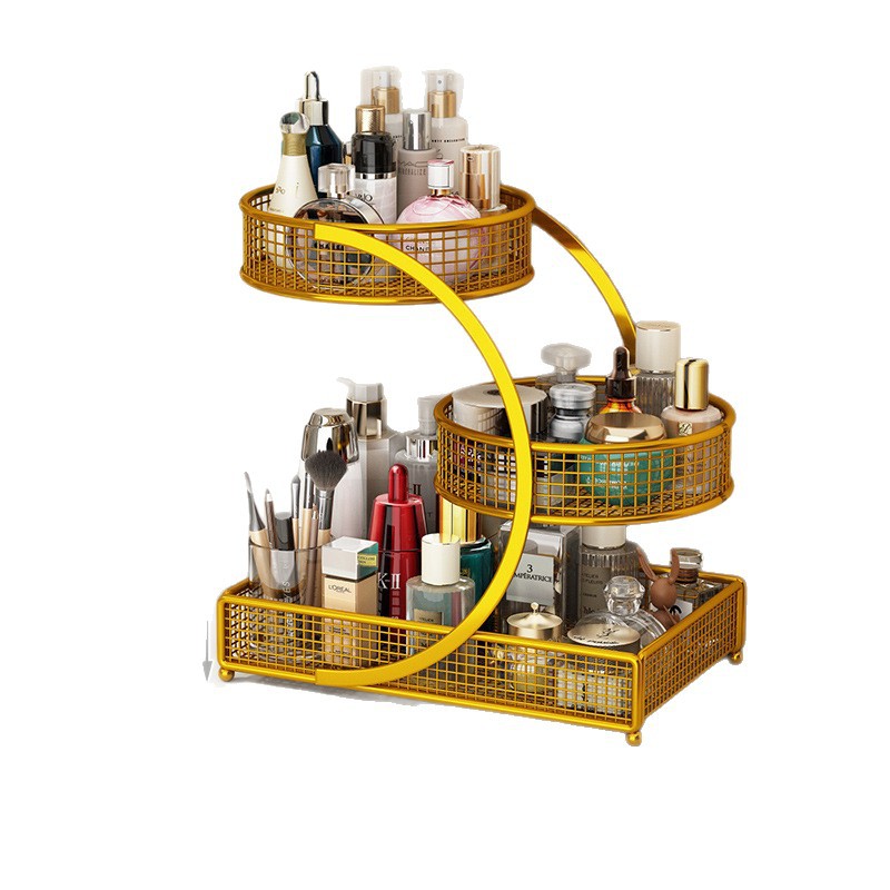 Caja de almacenamiento de cosméticos, tocador, lápiz labial, estante de almacenamiento de alto nivel para productos de cuidado de la piel, estante de acabado de tocador, estante de escritorio