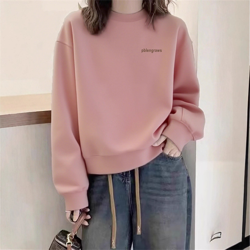 Pink Jimo Sweatshirt for Women 2025 New Autumn and Winter Hot Style Fashionable Small Round Neck Pullover Long-Sleeved Top Pink Jimo Sweatshirt for Women 2025 New Autumn and Winter Hot Style Fashionable Small Round Neck Pullover Long-Sleeved Top