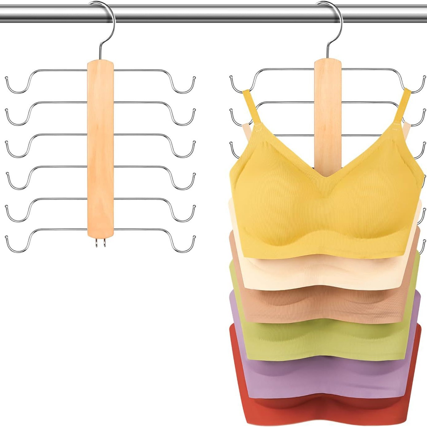 Red de celebridades de la red 12 clips 8 ganchos percha multifunción ropa interior chaleco camisola correa colgante de madera maciza almacenamiento colgante de ropa uno múltiples ganchos