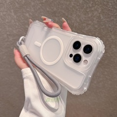 美腰挂绳适用iPhone17air肤感磁吸苹果15/13promax磨砂手机保护套