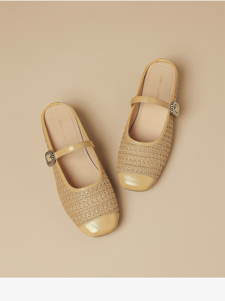 Sandal nữ hở mũi đính đá chuỗi mắt xích phong cách Pháp — MN33 màu vàng chi tiết 14