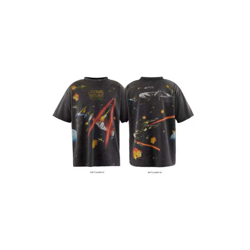 Correct Version of Saint Michael's New Star Wars Tee, Star Wars Printed Washed Short-Sleeved T-Shirt