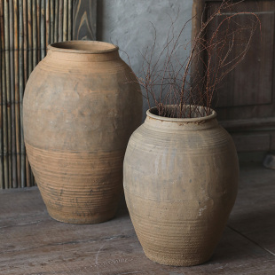 Large Floor-Standing Terracotta Pots, Landscaping Decorative Ornaments, Retro Vases, Jars, Living Room Antique Stoneware Flower Vessels