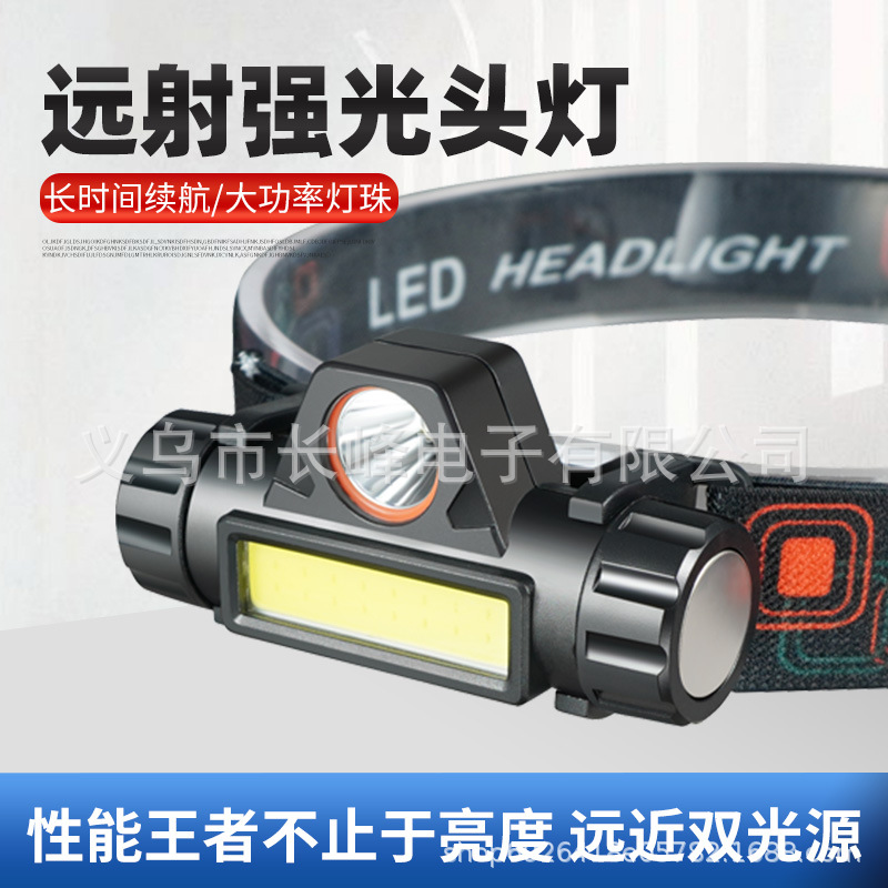 Transfronterizos led luz de cabeza calva fuerte mini recargable impermeable astigmatismo luz de cabeza cob multifuncional luz de cabeza de pesca nocturna al aire libre