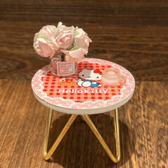 ミニチュアドールハウスミニ Kt 木製合金家具コーヒーテーブルラウンドテーブルままごとおもちゃの装飾品モデル