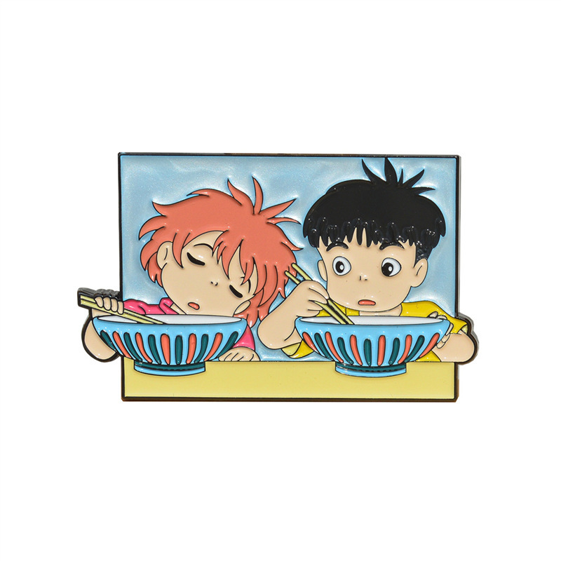 Goldfish Princess on the Cliff Metal Badge, Sosuke Ponyo Painted Metal Brooch, Cute Backpack Accessory Pin Goldfish Princess on the Cliff Metal Badge, Sosuke Ponyo Painted Metal Brooch, Cute Backpack Accessory Pin