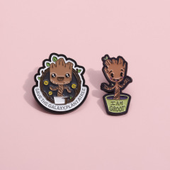 可愛電影系列周邊胸針 個性迷你格魯特造型金屬徽章 創意趣味配飾