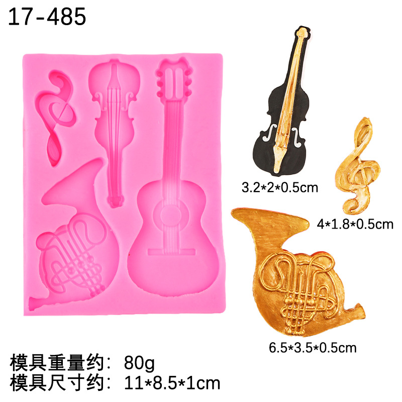 Castillo violín violonchelo trompeta nota musical molde de silicona decoración la torta chocolate epoxi arcilla image 9