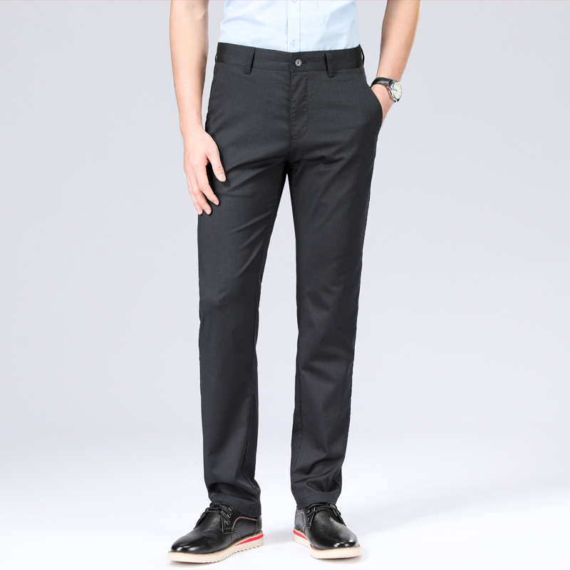 2025 Summer Thin Classy Business Formal Trousers Men's Suit Trousers Stretch Slim Straight Casual Trousers