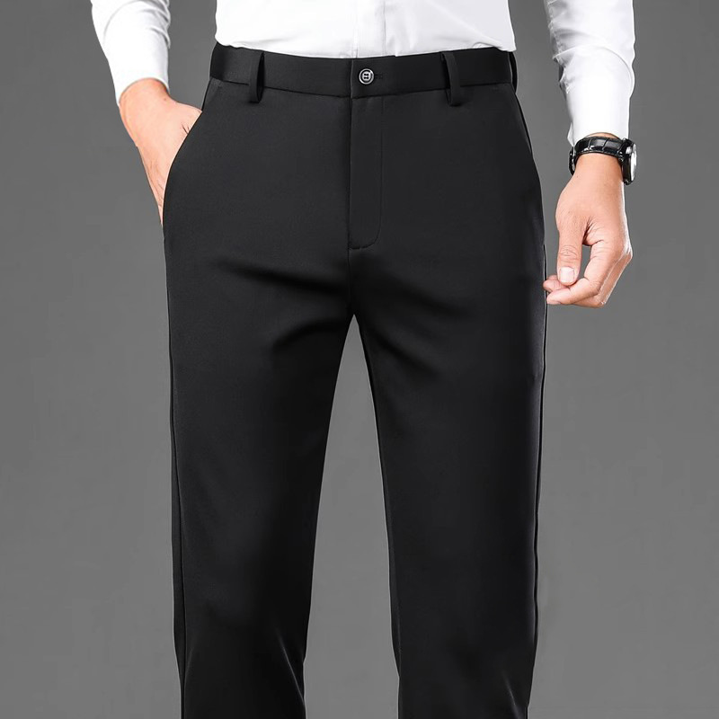 Cross-Border Popular Men's Non-Iron Stretch Trousers, Spring and Summer Ice Silk Casual Pants, Men's Straight-Leg Black Business Formal Pants Cross-Border Popular Men's Non-Iron Stretch Trousers, Spring and Summer Ice Silk Casual Pants, Men's Straight-Leg Black Business Formal Pants