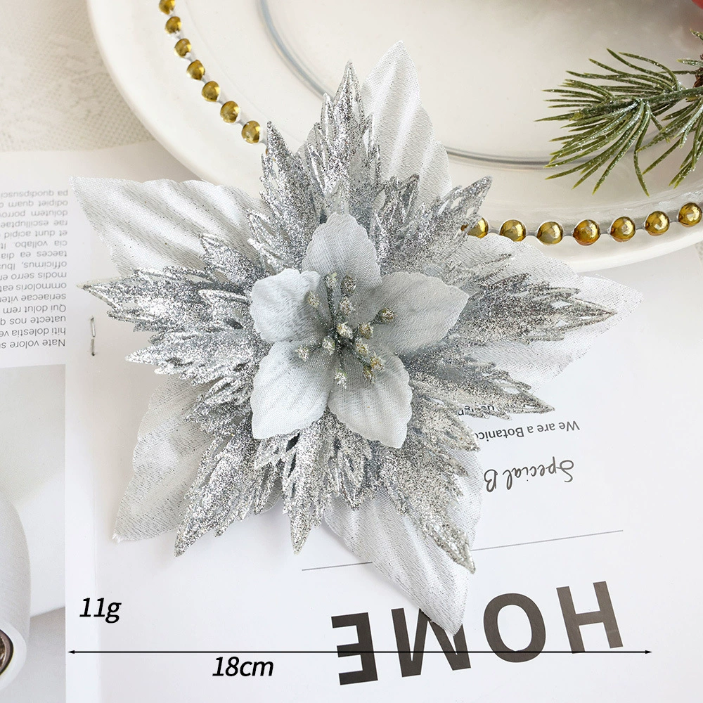 ✅Золотисто-розовые рождественские цветы, венок для украшения Christmas tree, двойной слой цветка, оптовая продажа