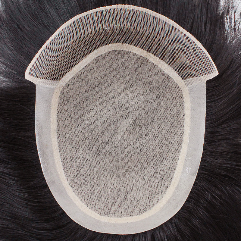 Lace Front Wigs for Men, Hand-Tied Hair Patches, Wholesale from Xuchang Manufacturer, Swiss Net, Bleached Knots, Raw Hair Wigs