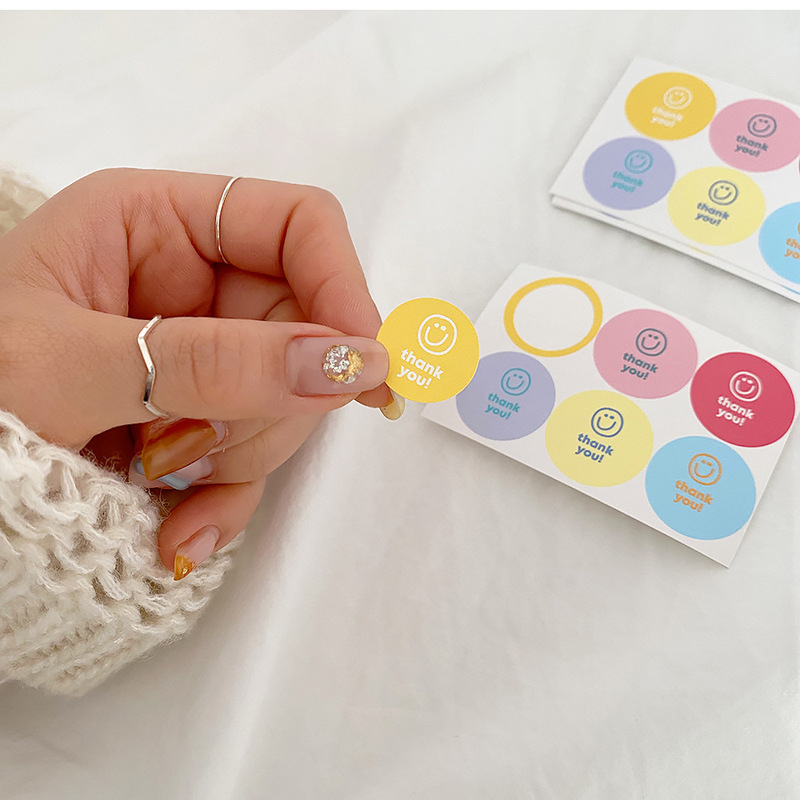 ins Wind lovely thank you cartoon smiley face stickers packing box color Hand Book stickers ins Wind lovely thank you cartoon smiley face stickers packing box color Hand Book stickers