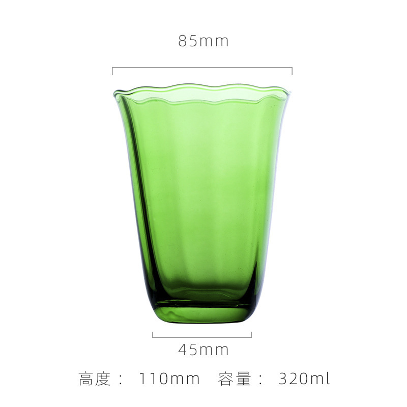 Vintage verde flor taza de vino elegante nicho medio alto taza de champán de cristal taza de vino cóctel