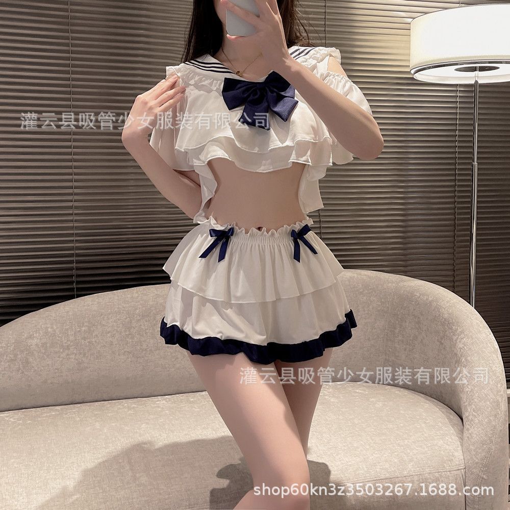 吸管少女清纯学生装性感睡衣jk制服套装少女衬衫女情趣jk短裙1189