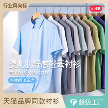 【凉感+免烫+3A抗菌】夏季高端莫代尔白衬衫男款短袖商务正装工装衣