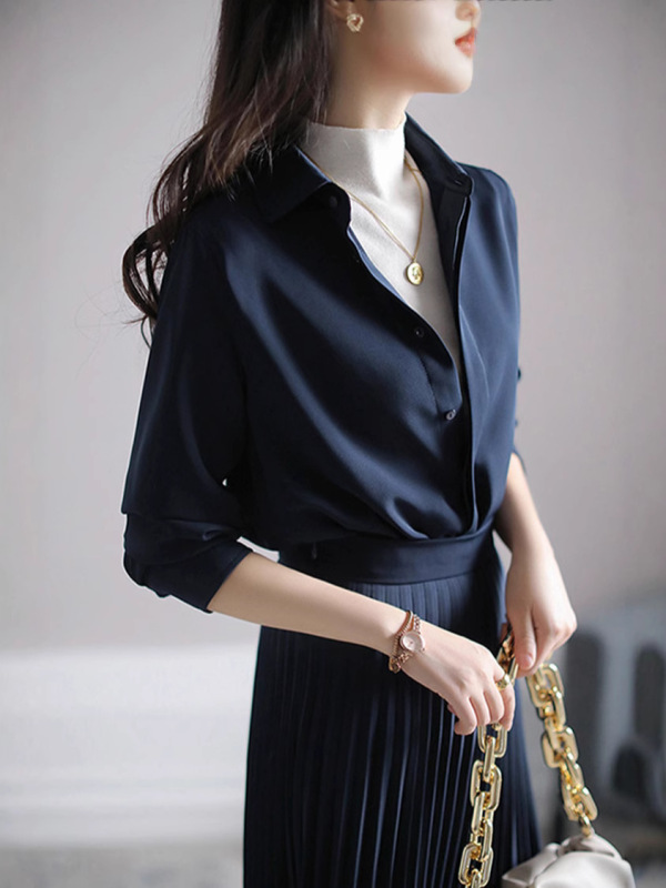 2025秋季新款连衣裙高级感OL通勤职业女装气质女神范秋装御姐长裙|undefined