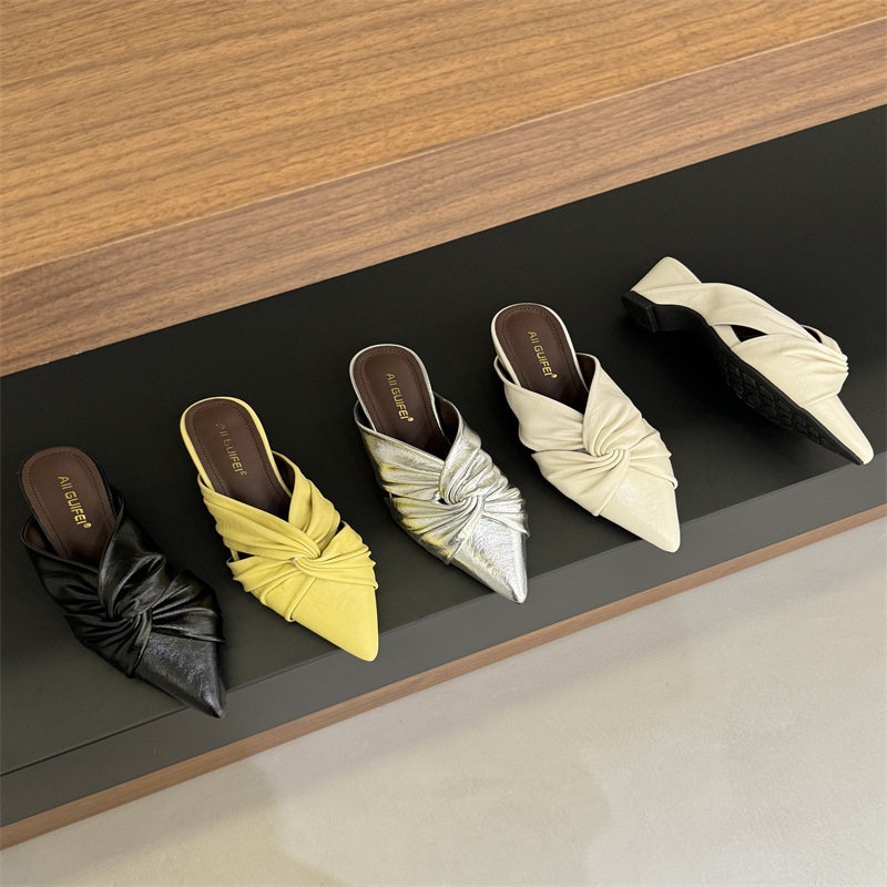 Women's slippers pointed-toe wedge heel