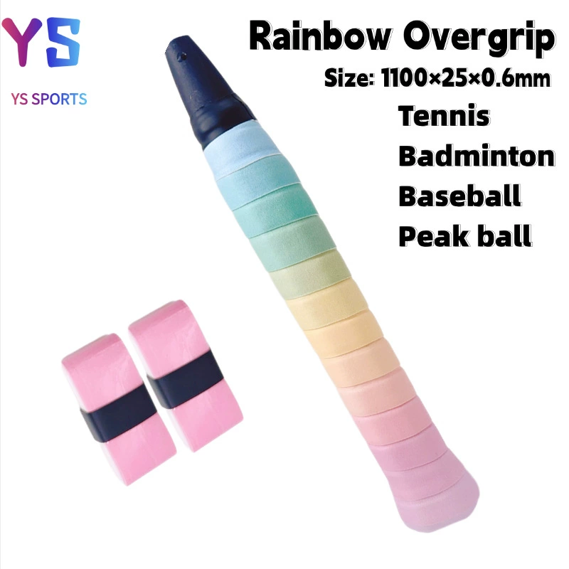 Ручной клей с радужным градиентом, нескользящий, износостойкий, впитывающий пот ремешок для бадминтона, тенниса, ручка, ремешок