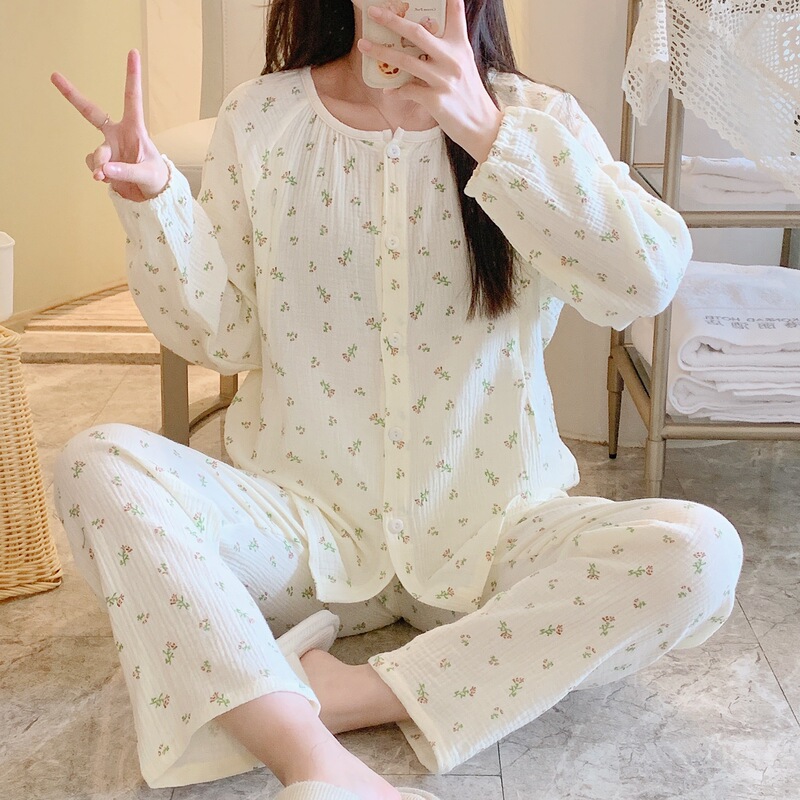 Round Neck Floral Postpartum Clothing Pajamas for Women Spring & Fall Pure Cotton Maternal Postpartum Breastfeeding Large Size Sweet Maternity Nursing Set Round Neck Floral Postpartum Clothing Pajamas for Women Spring & Fall Pure Cotton Maternal Postpartum Breastfeeding Large Size Sweet Maternity Nursing Set