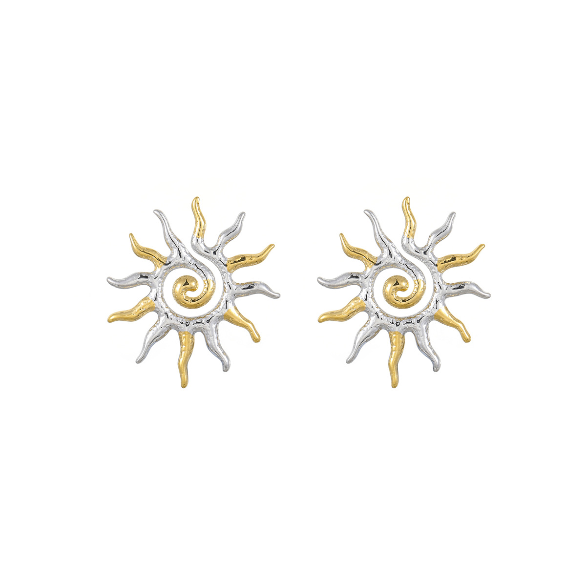Vintage Style, Classic Style Style PVD Coated Real Gold Plated Sunflower 304 Stainless Steel Vintage Style Classic Style Waterproof Non Tarnish Ear Studs