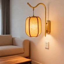 2025新中式宋代美学卧室床头壁灯客厅走廊灯复古羊皮纸灯笼壁灯