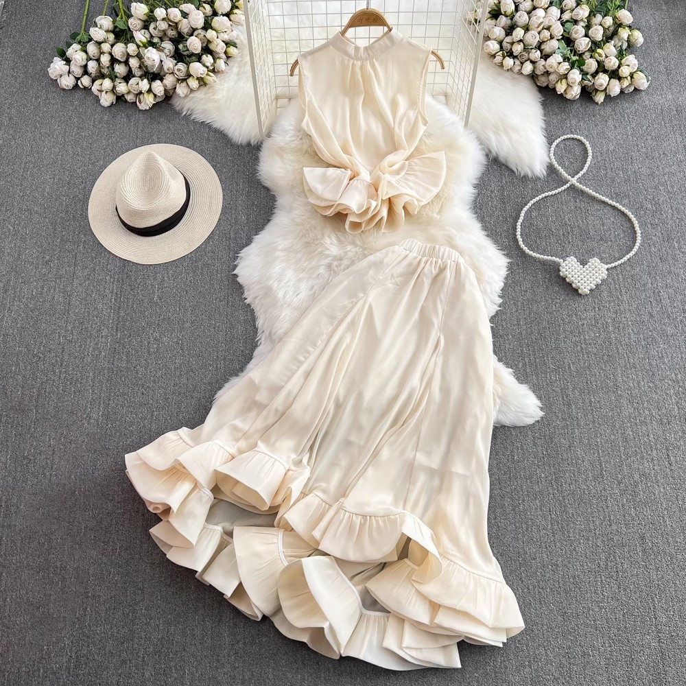 Elegant Sleeveless Blouse & Mermaid Skirt Set – High Waist Tailored Fit (5 Colors, One-Size)​_ecoleips.com