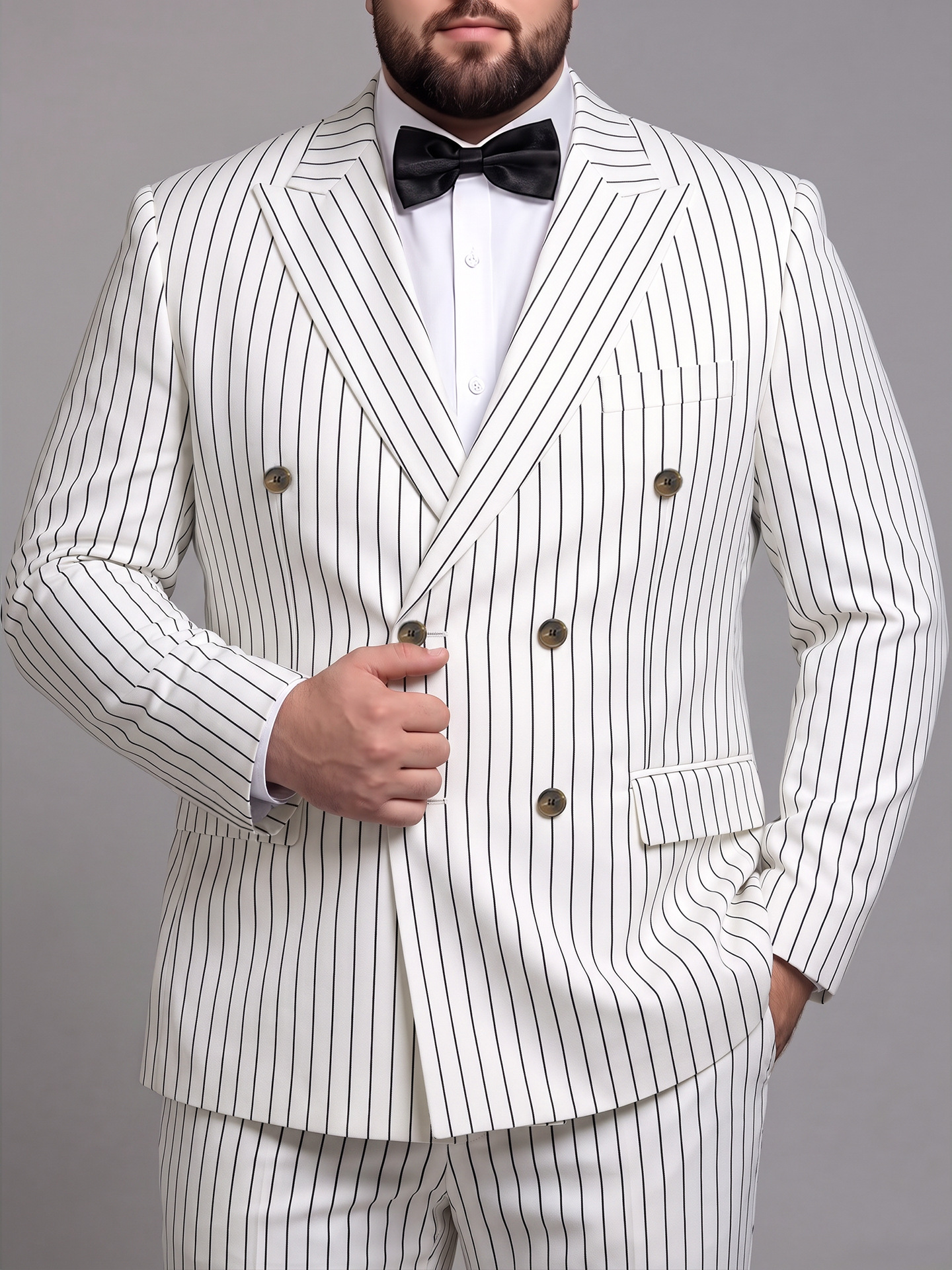 Trajes de hombre europeos y americanos transfronterizos 2026, trajes y pantalones de hombre a rayas, para cenas de negocios, bodas 241014 image 18
