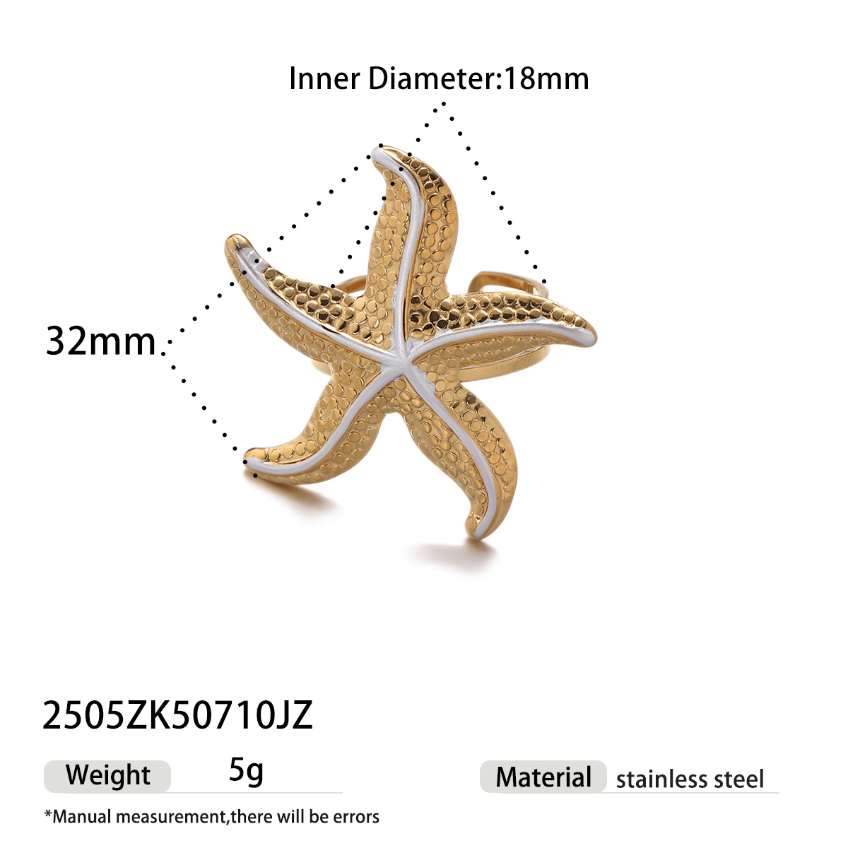 Anillo de acero inoxidable europeo y americano de Tena, sentido de nicho de alta gama, estrella de mar, playa, viento de vacaciones, anillo de acero de titanio, lujo ligero femenino