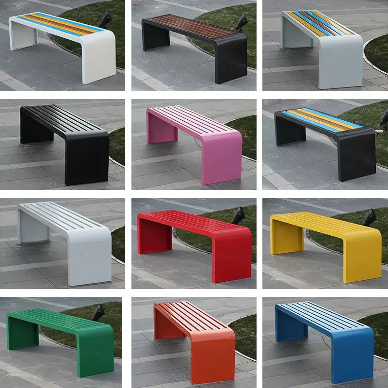 公园椅户外长椅锈钢铁艺防腐塑木广场小区庭院商场露天椅长条凳