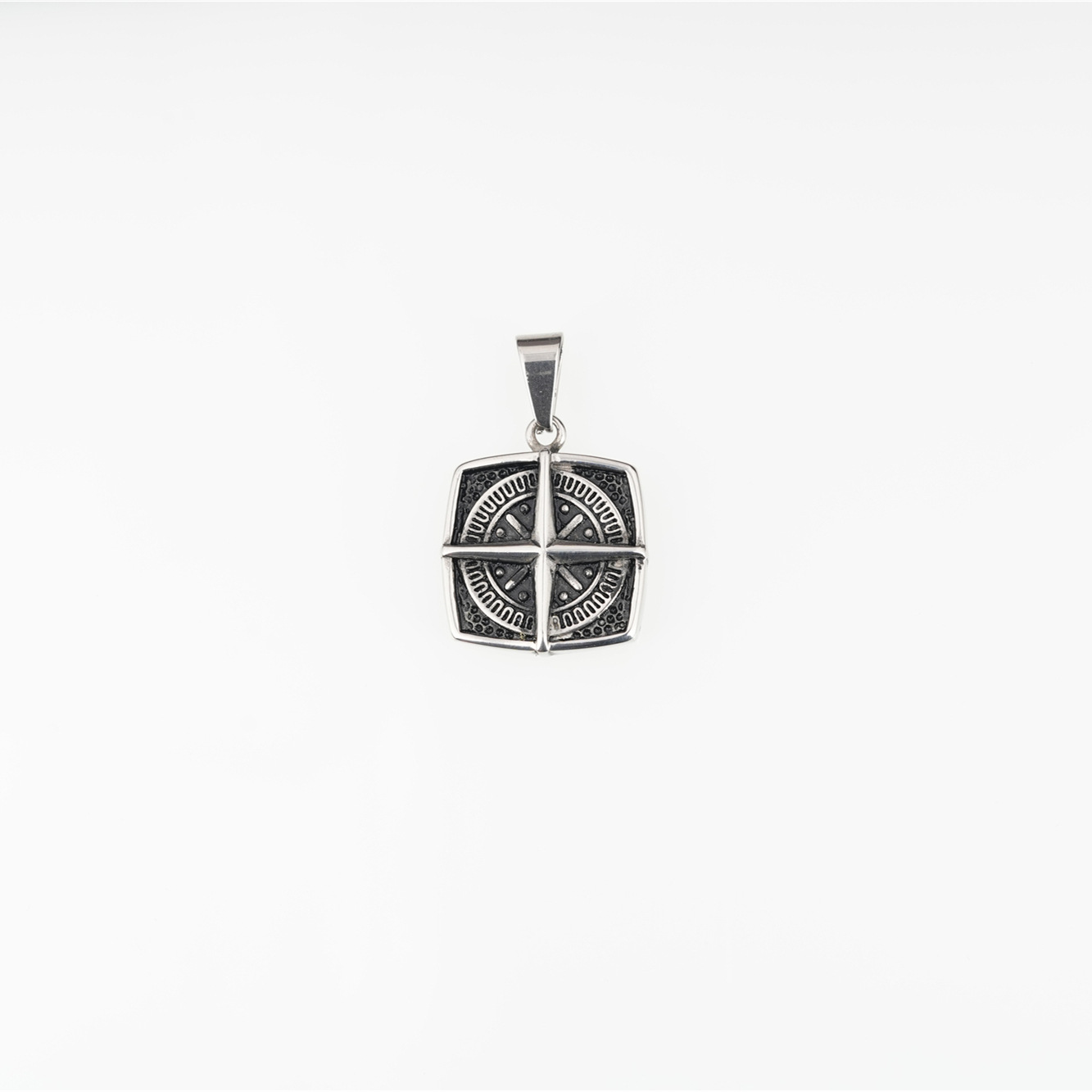 Square Compass Necklace For Men Titanium Steel Vintage Pendant_voghion.com