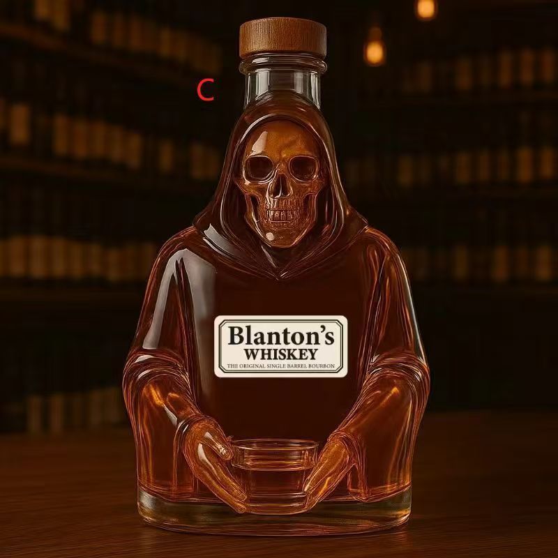 趣味威士忌酒瓶320ml明玻璃酒瓶家用高硼硅玻璃白酒红酒盛|undefined