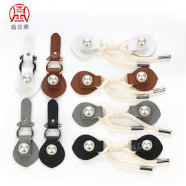 时尚珍珠PU皮对扣汉服唐装子母对扣大衣外套羽绒服皮对扣现货批发