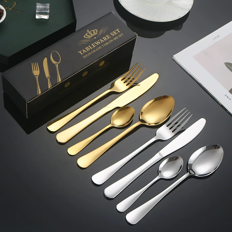 Tableware stainless steel, set, (Cross-border trading), 24 pieces