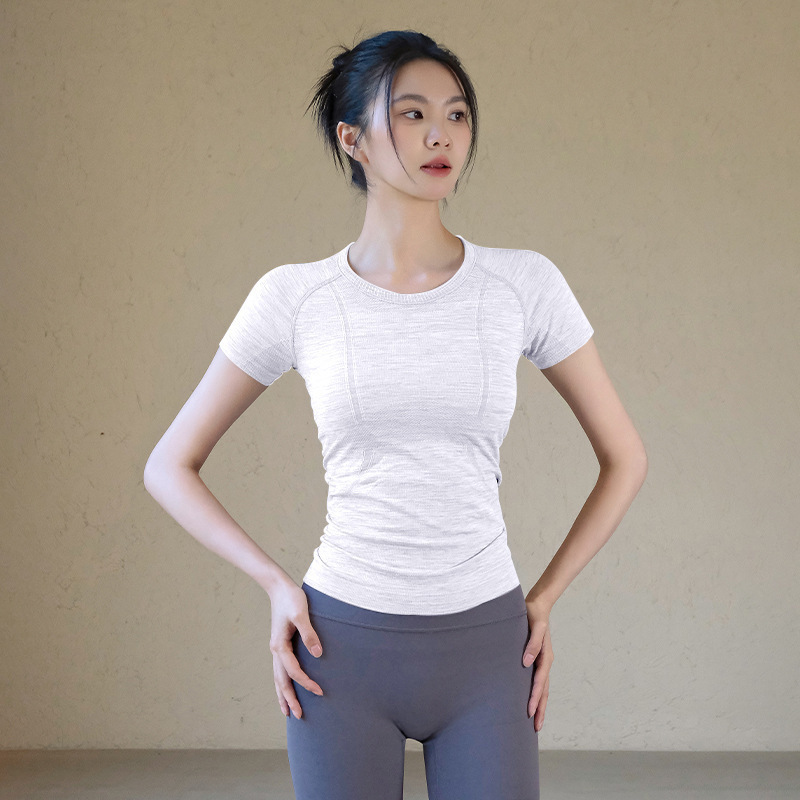 速干瑜伽服T恤女修身显瘦短袖健身服跑步训练吸汗普拉提运动上衣|undefined