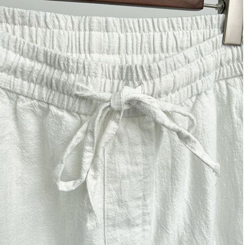 Men's Spring and Autumn Season Thin New Chinese Style Cotton Linen Casual Straight Leg Pants in White