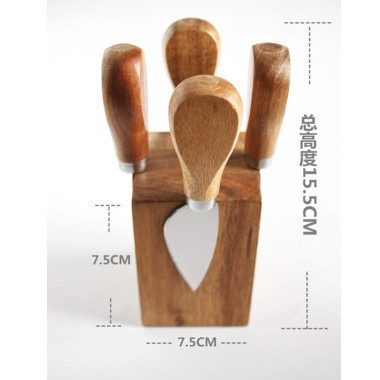 Amazon envía cortador de queso de madera de acacia, cuchillo de queso magnético, juego de asiento de almacenamiento de 5 piezas, soporte de cuchillo de queso de roble
