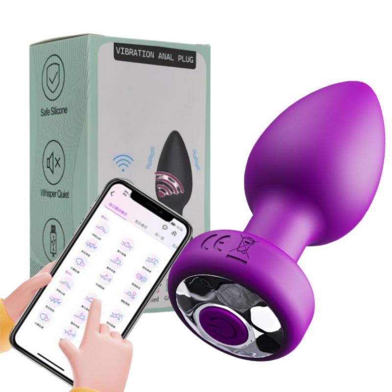 White diamond anal plug purple (app remote control) boxed silver bottom