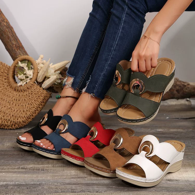 Внешняя торговля большой размер новый европейский и американский шов дно простой повседневный наклон на металлические большие размеры тапочки женщины внешней торговли римские тапочки